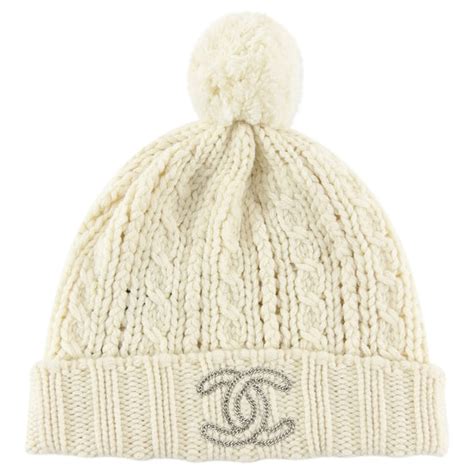 chanel winter hat with pom pom|chanel hats gold and silver.